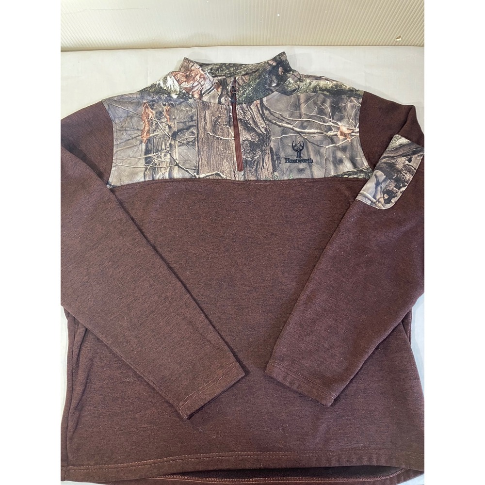 Huntworth Mens 2XL Brown Hiddn Camo Quarter Zip Fleece Pullover‎ 9469-HR/HDN
